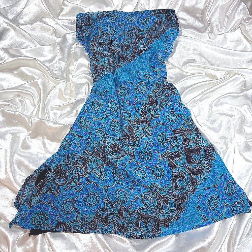 Vintage midi skirt Blue Excellent Chicos Design Mandala Floral Midi Tube